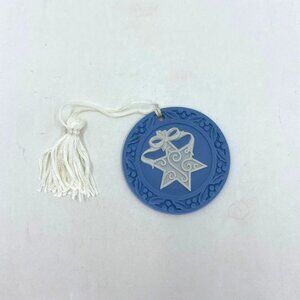 Vintage Wedgewood Blue Jasper Star of David Round Christmas Ornament with Box